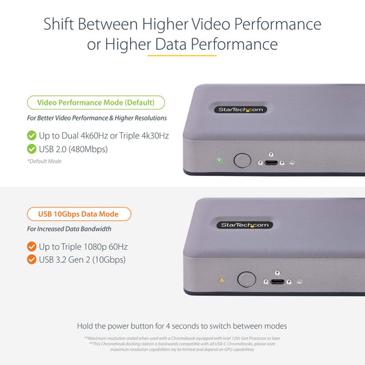 StarTech.com Multi Monitor HDMI/DP/DP USB-C Docking Station 60W