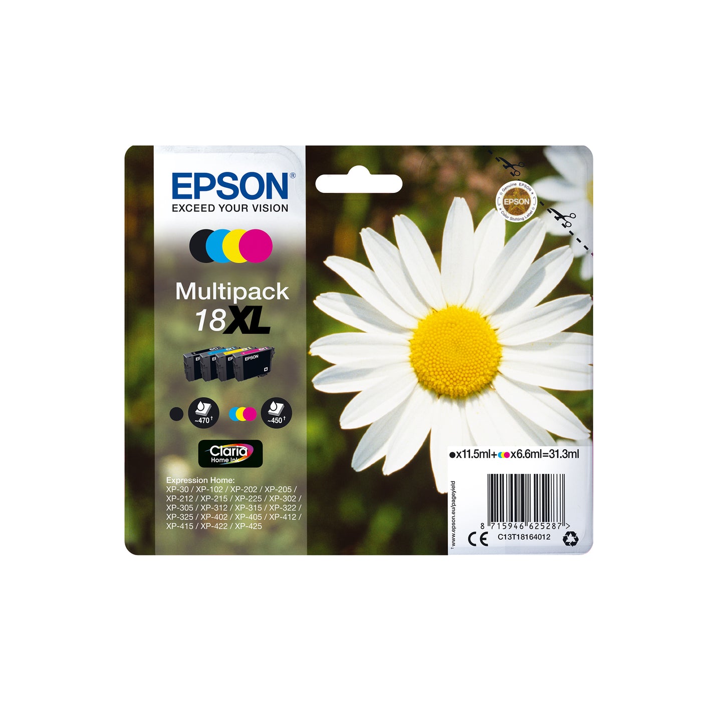 Epson C13T18014012/18 Black Ink Cartridge (175 pages, Epson XP 30)