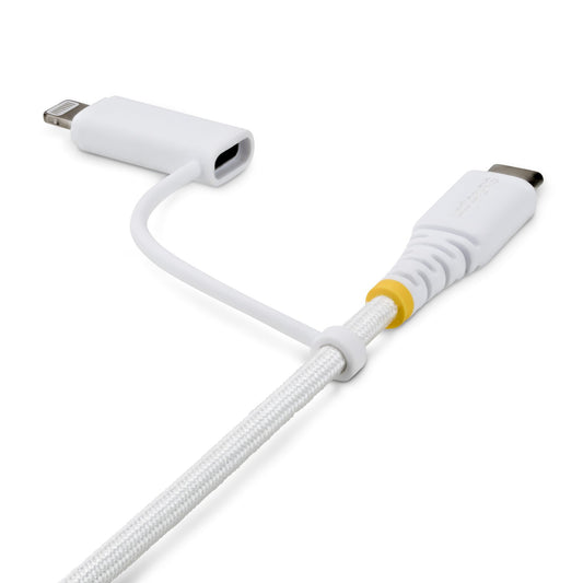 StarTech.com 2m (6ft) 2-in-1 Rugged USB-C Charging Cable with Lightning Adapter