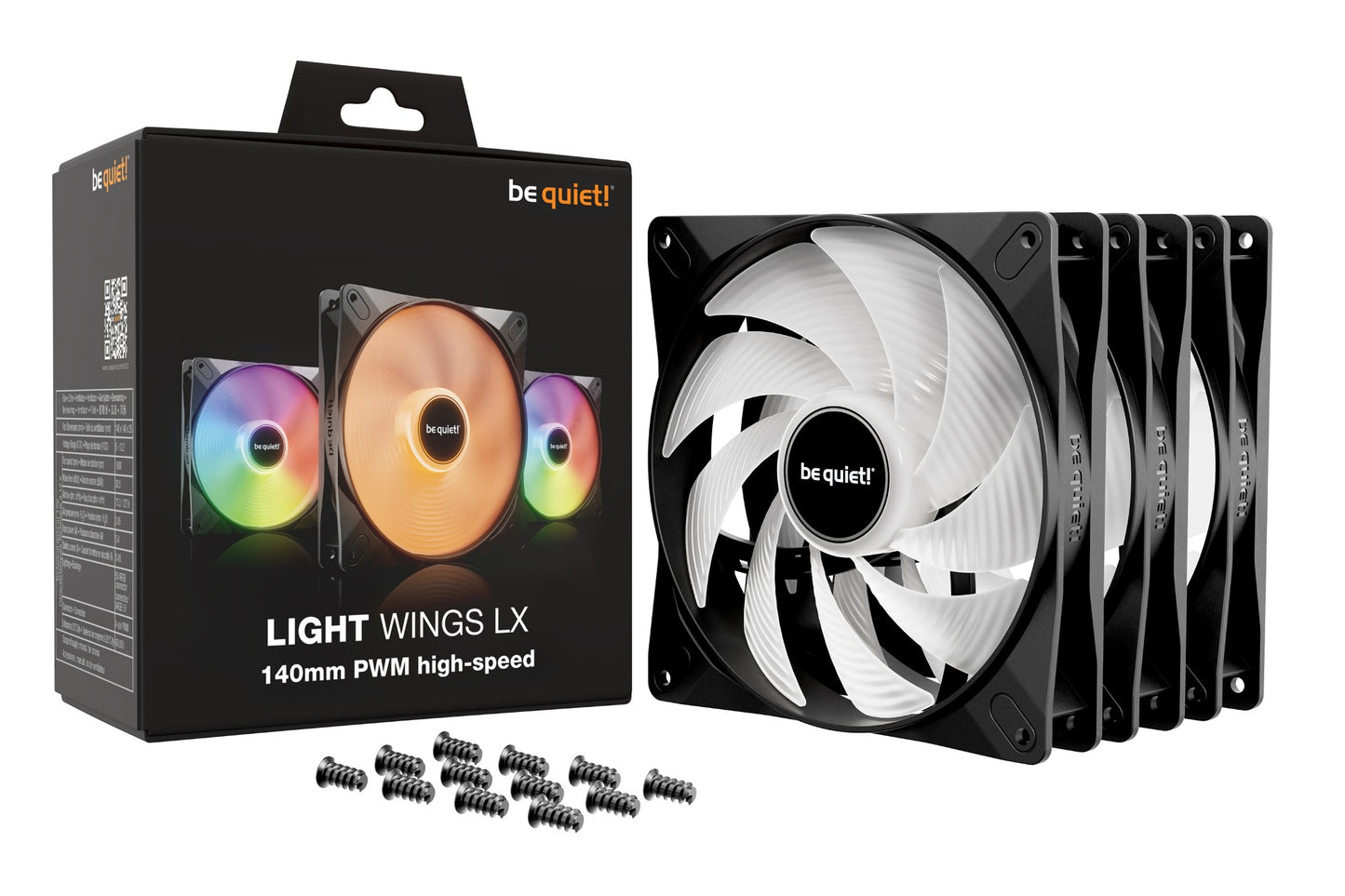 be quiet! LIGHT WINGS LX 140mm PWM High Speed 3-Pack Black Computer case Fan 14 cm 3 Cooling