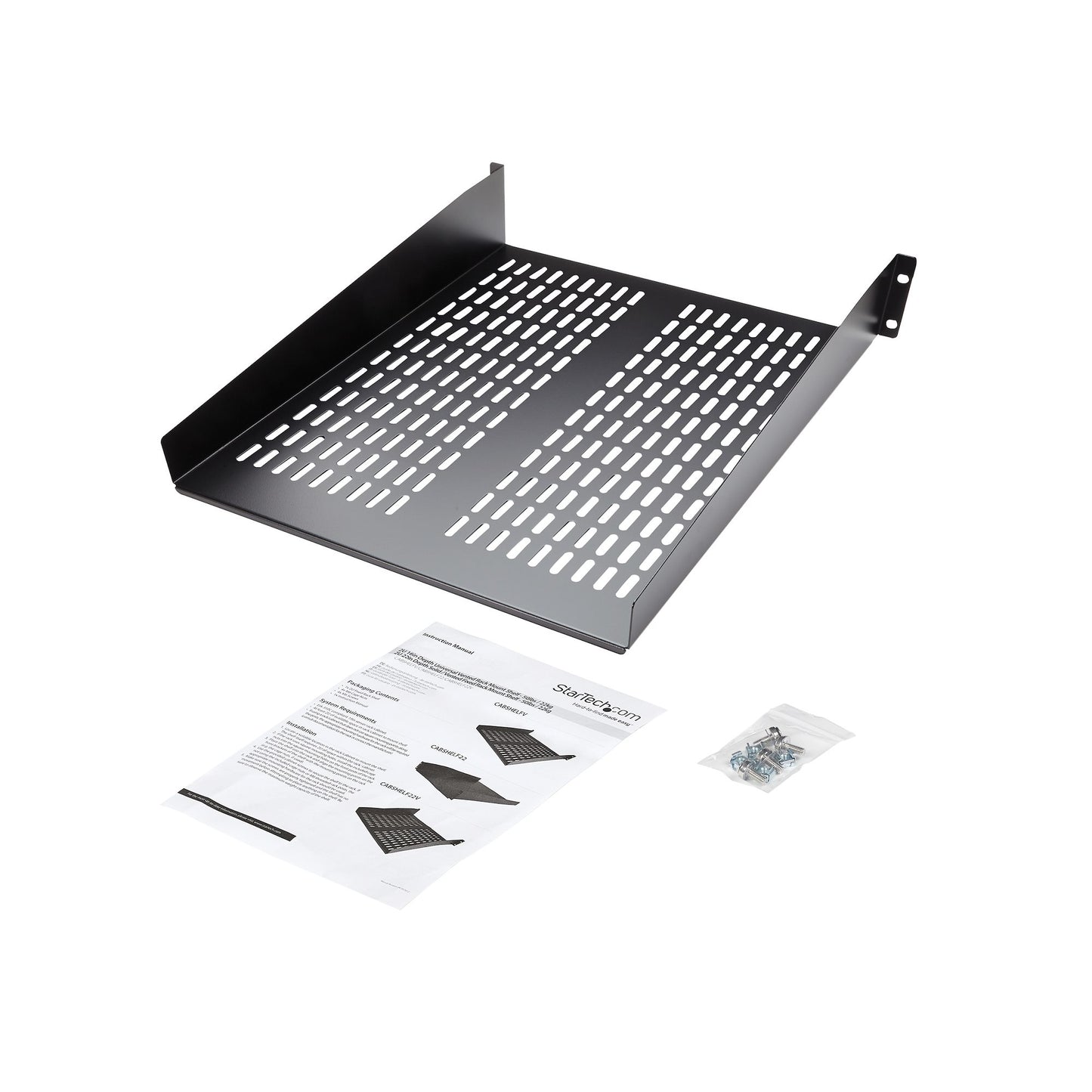 StarTech.com 2U Server Rack Shelf - Universal Vented Rack Mount Cantilever Tray for (HELF22V)