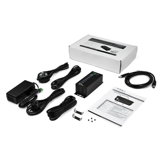 StarTech.com 7-Port USB 3.0 Hub with Power Adapter - Metal Industrial USB-A Hub with