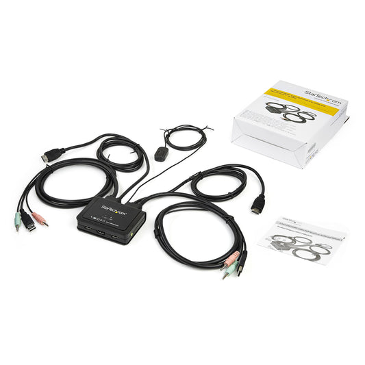 StarTech.com 2 Port HDMI KVM Switch - 4K 60Hz - Compact Dual Port UHD/Ultra HD USB