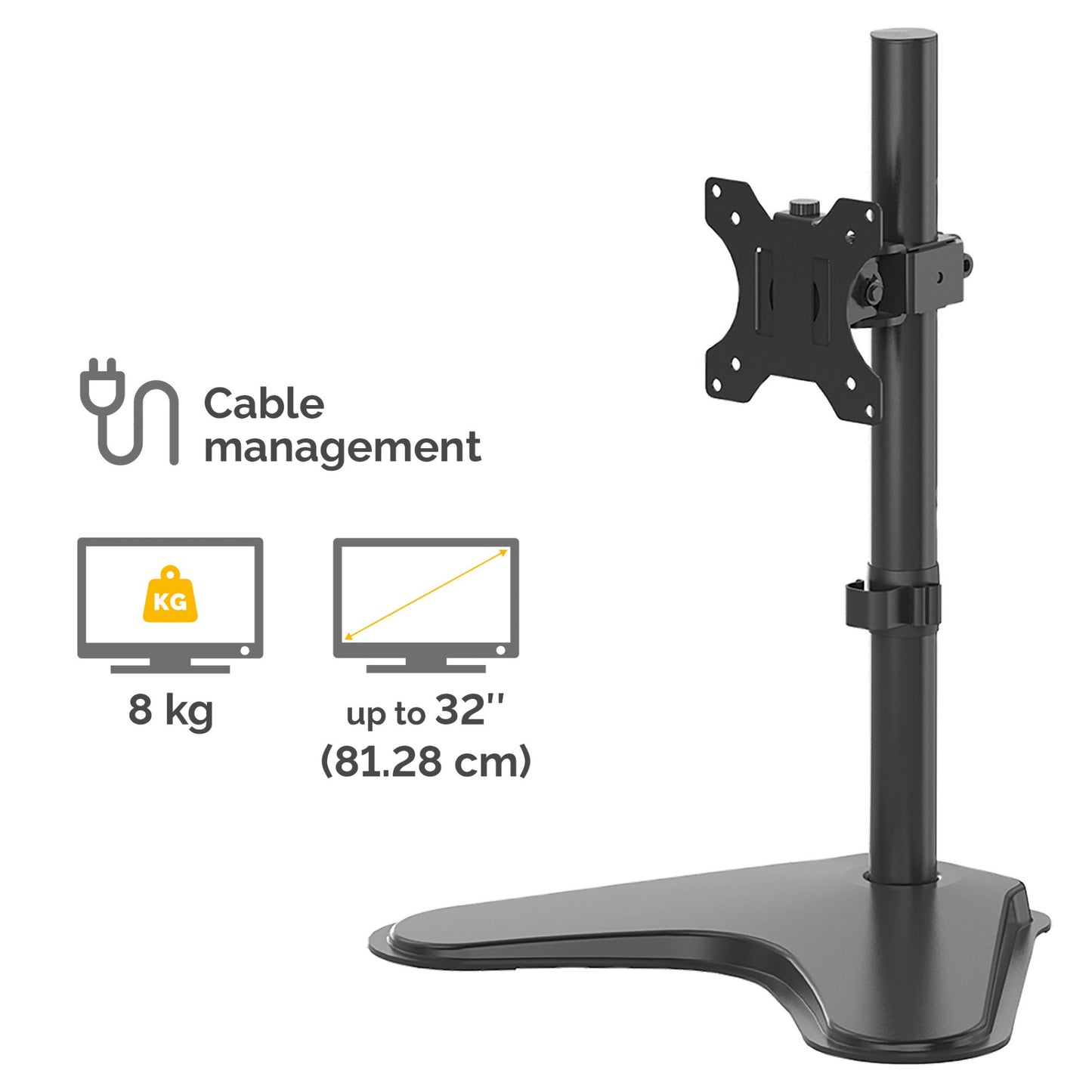 Fellowes Seasa Single Monitor Arm - Freestanding Monitor Mount for 8KG 32 inch