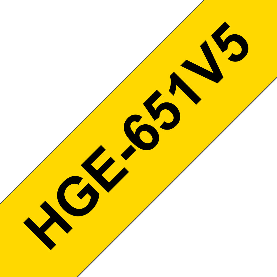 Brother HGE-651V5 DirectLabel black on yellow Laminat 24mm x 8m Pack=5 for P-Touch Labels