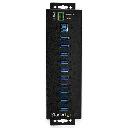 StarTech.com 10-Port USB 3.0 Hub with Power Adapter - Metal Industrial USB-A Hub