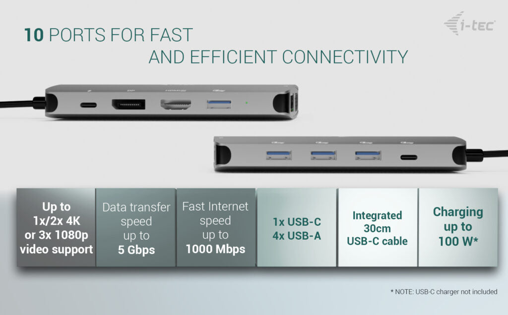 i-tec Metal Nano 3x USB-C Docking Station 100W