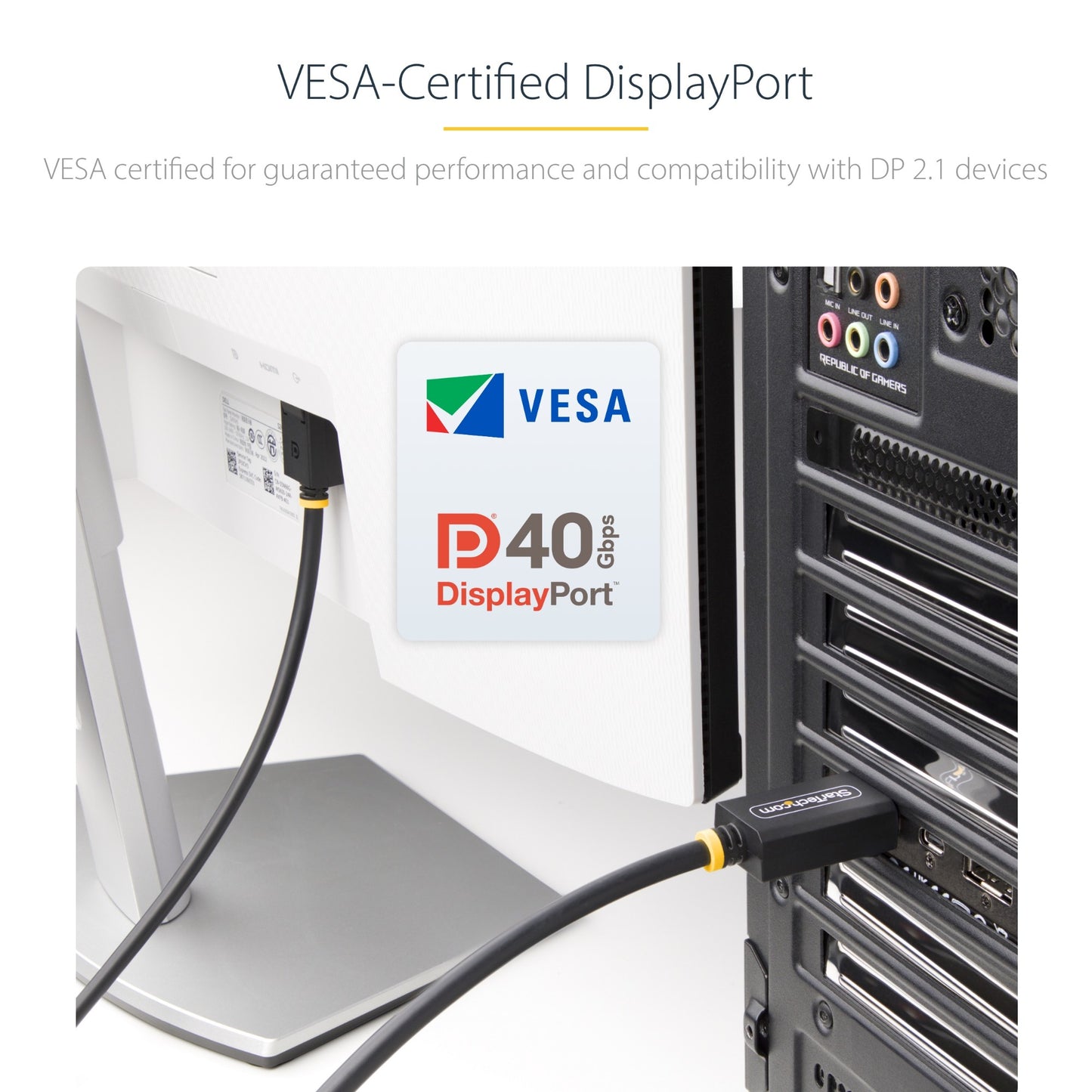 StarTech.com 1m DisplayPort 2.1 Cable, VESA Certified DP40 DisplayPort Cable