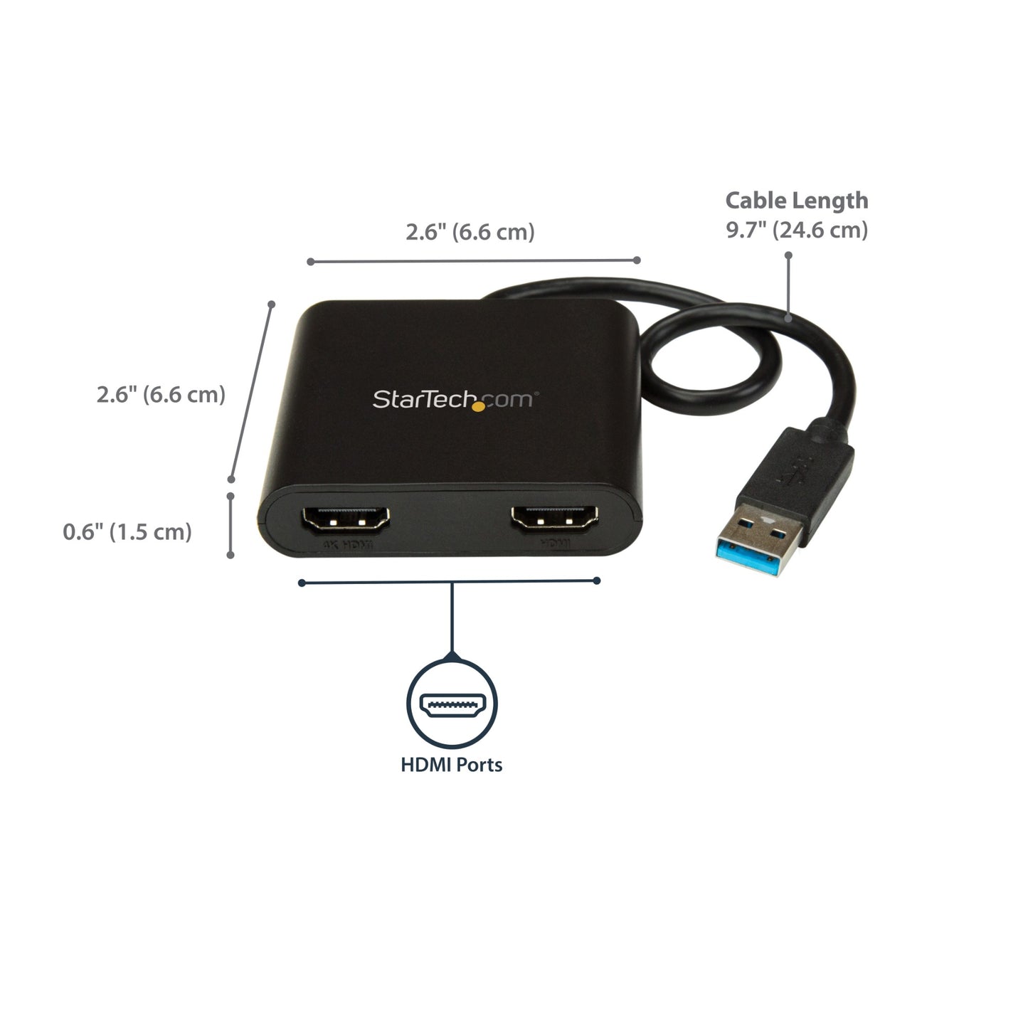 StarTech.com USB 3.0 to Dual HDMI Adapter, USB to 2x HDMI Monitor Converter for Hub