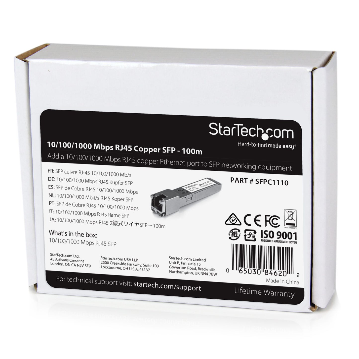 StarTech.com Cisco SFP-GE-T Compatible SFP Module - 1000BASE-T - SFP to RJ45 Cat6/Cat5e - 10/100/1000 Mbps - RJ-45 100m - Cisco IE3400, IE3300, IE3200 Networking