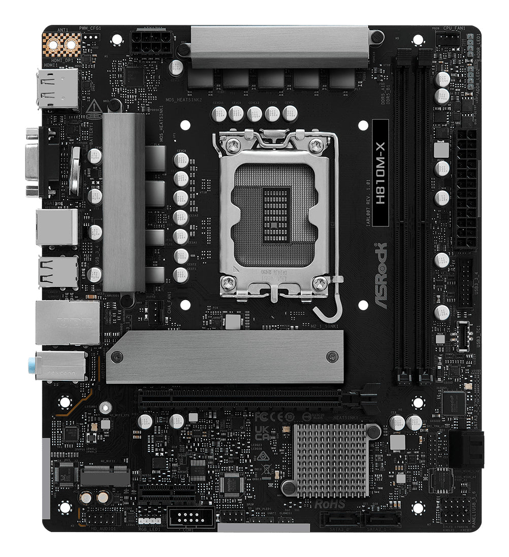Asrock H810M-X Intel H810 LGA 1851 (Socket V1) micro ATX Motherboard