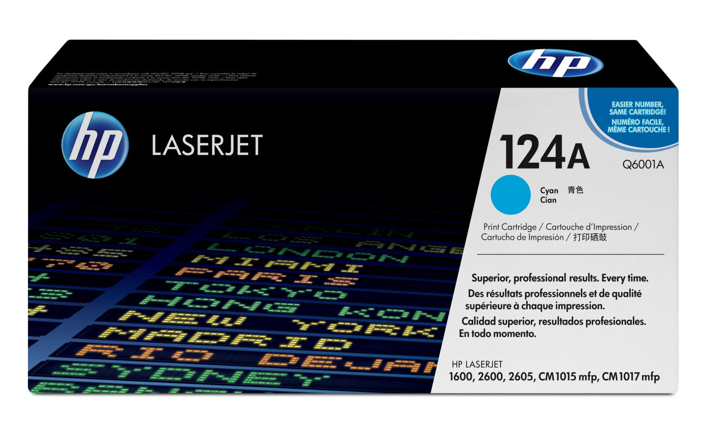 HP Q6001A/124A Cyan Toner Cartridge (2K pages, HP Color LaserJet 2600)