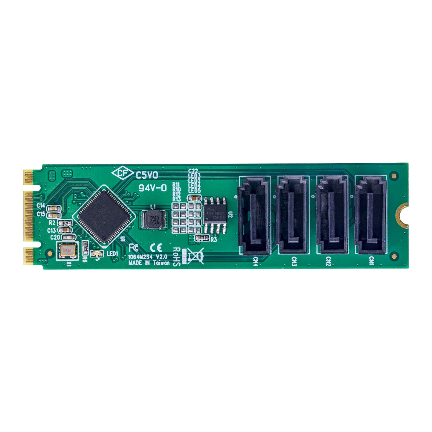 StarTech.com 4-Port M.2 to SATA Adapter Card, M.2 PCIe 3.0 to SATA HDD/SSD Expansion Hub