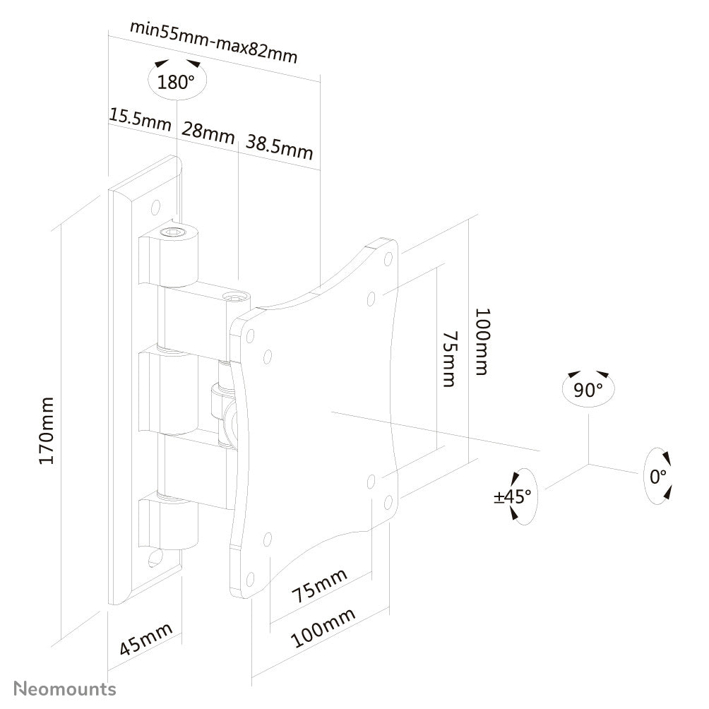 Neomounts FPMA-W810BLACK Monitor/TV mount wall 10-27" - full motion