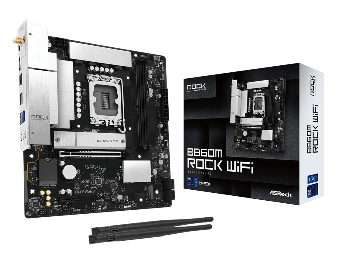 Asrock B860M Rock WiFi Intel B860 LGA 1851 (Socket V1) micro ATX Motherboard