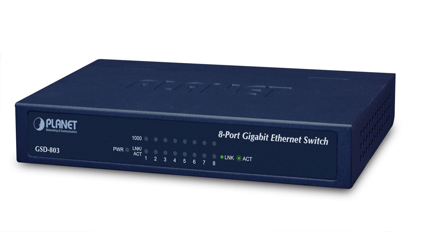 Planet GSD-803 network switch Gigabit Ethernet (10/100/1000) Blue