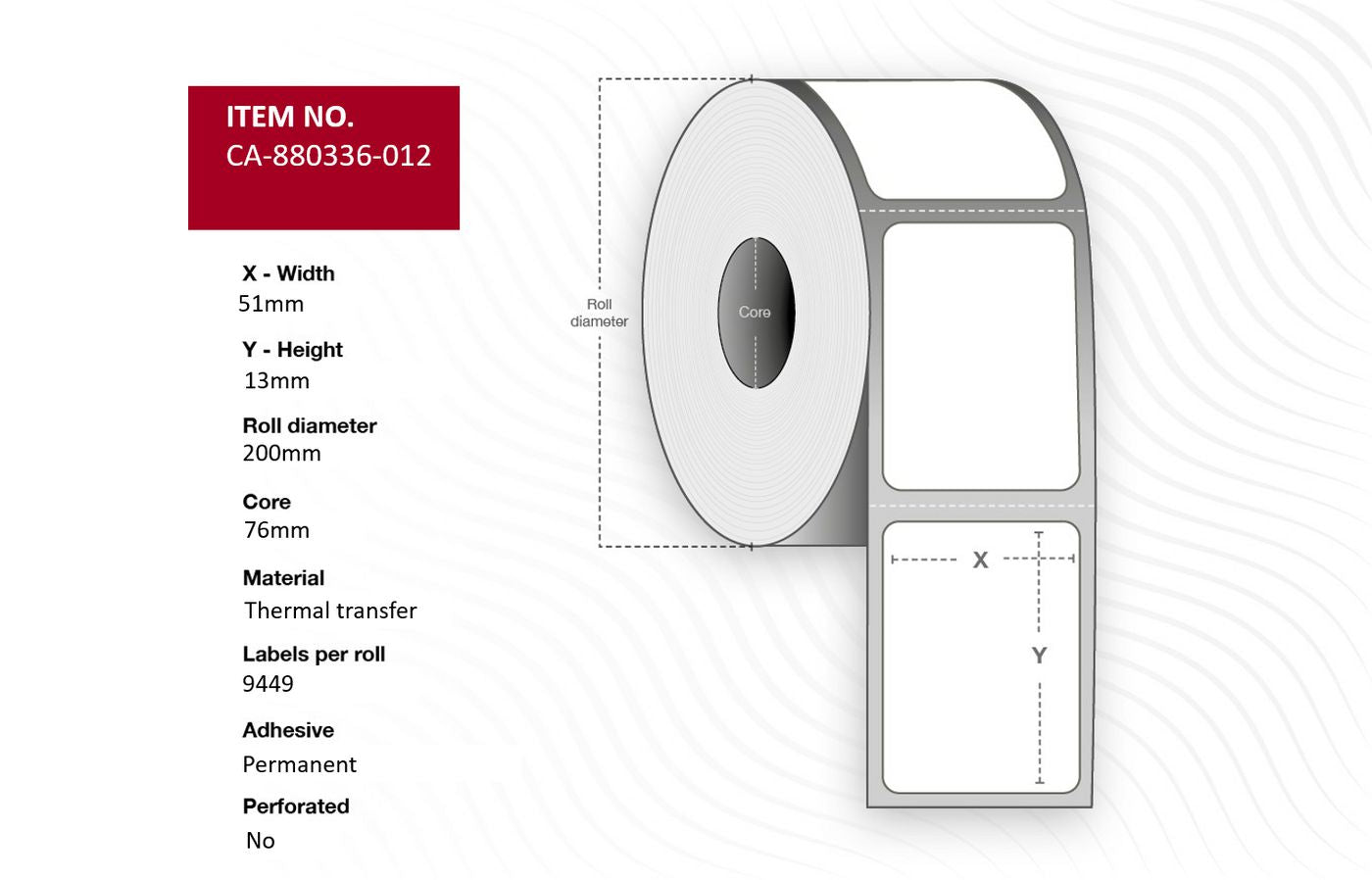 CAPTURE CA-880336-012 printer label White Labels