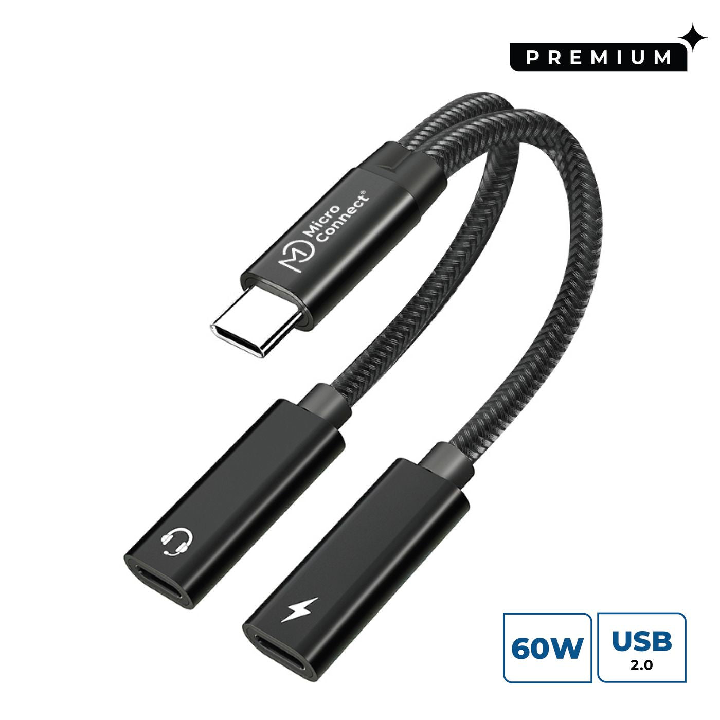 Microconnect MC-USBC-CFCF USB cable 0.13 m Black
