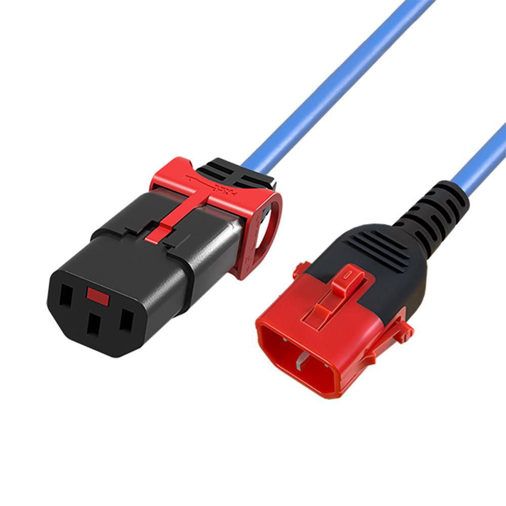 Microconnect Powercord C13 IEC Lock+ - C14 IEC Lock Dual Locking blue 3m, PC3623 Cable