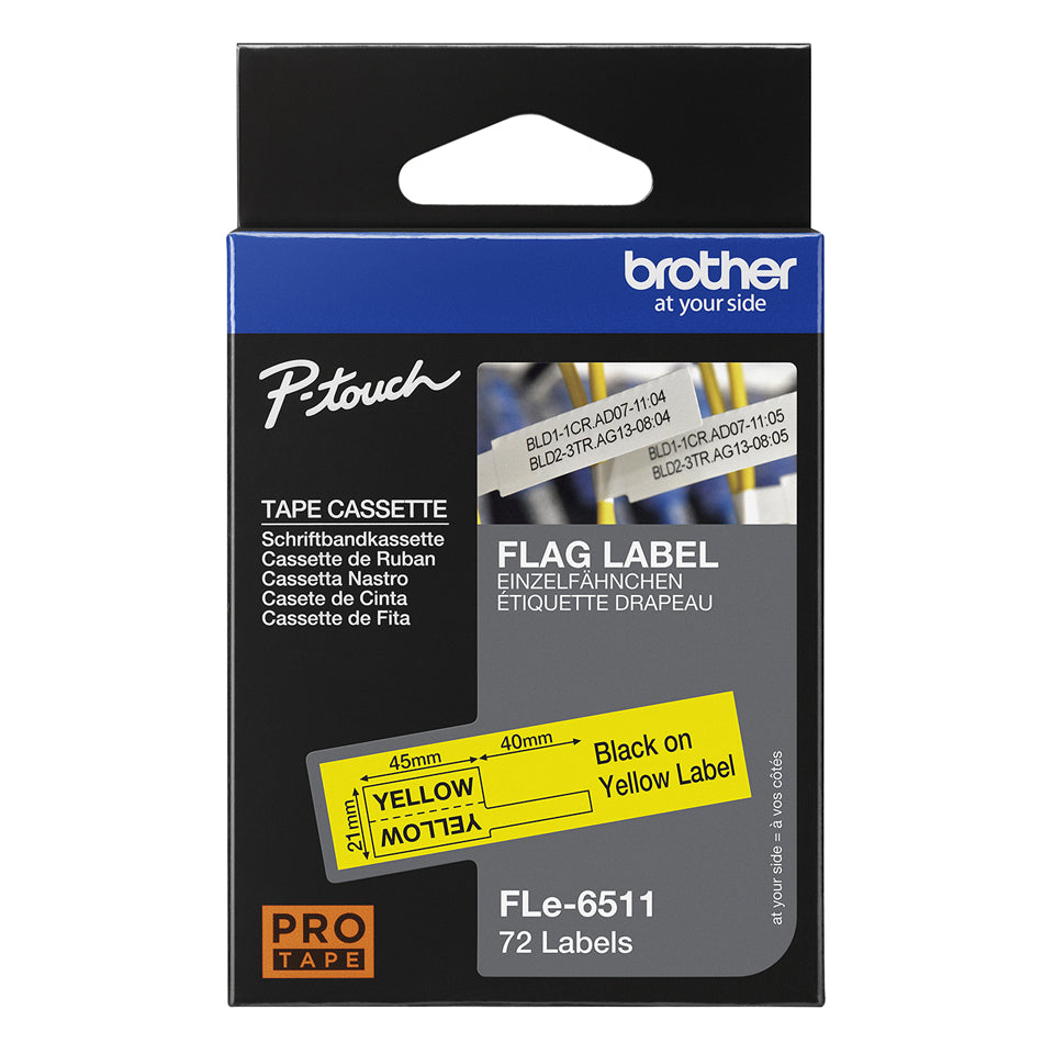 Brother FLE-6511 DirectLabel Label yellow 45mm x 21mm Pack=72 Labels