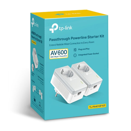 TP-LINK Passthrough Powerline 600 Starter Kit, 1 Port Network Adapter