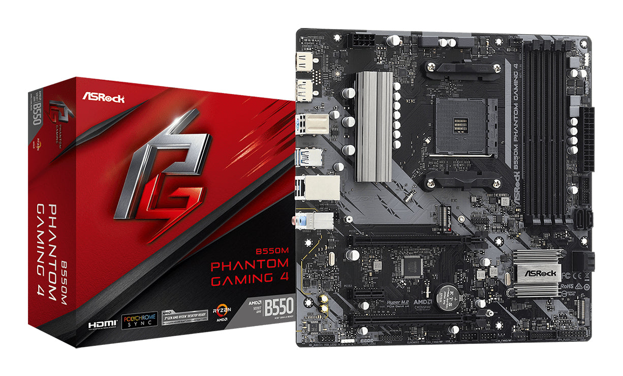 Asrock B550M Phantom Gaming 4 AMD B550 Socket AM4 micro ATX Motherboard