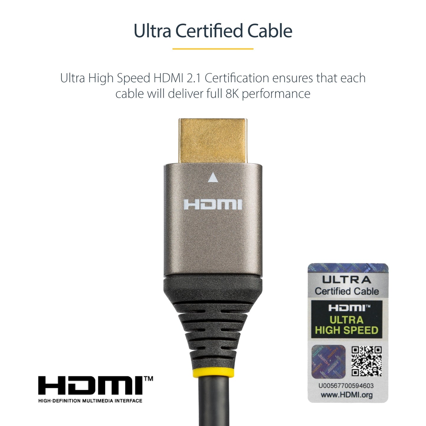StarTech.com 6ft (2m) HDMI 2.1 Cable 8K - Certified Ultra High Speed HDMI Cable