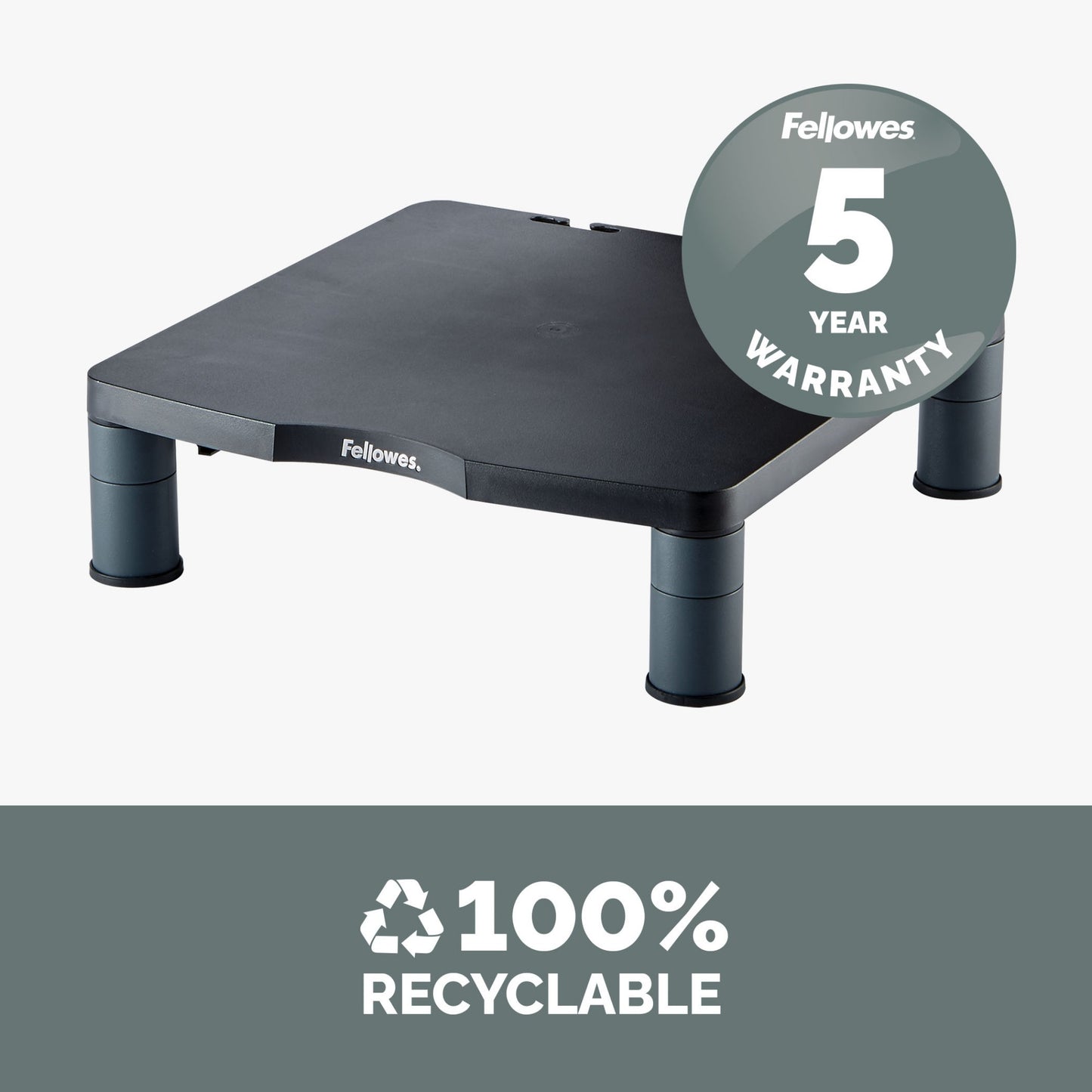 Fellowes Computer Monitor Stand with 3 Height Adjustments - Standard Monitor Riser Mount (9169301)