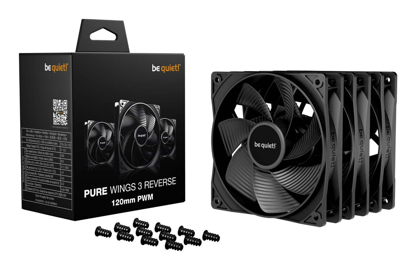 be quiet! Pure Wings 3 120mm | PWM Reverse Triple-Pack Computer case Fan 12 cm Black Cooling