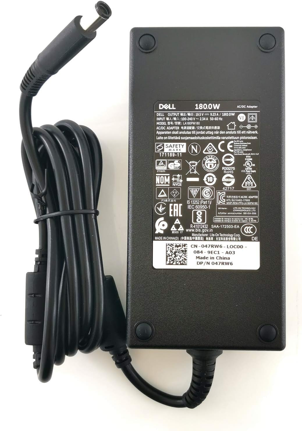 DELL 180W AC power adapter/inverter Indoor Black Charger