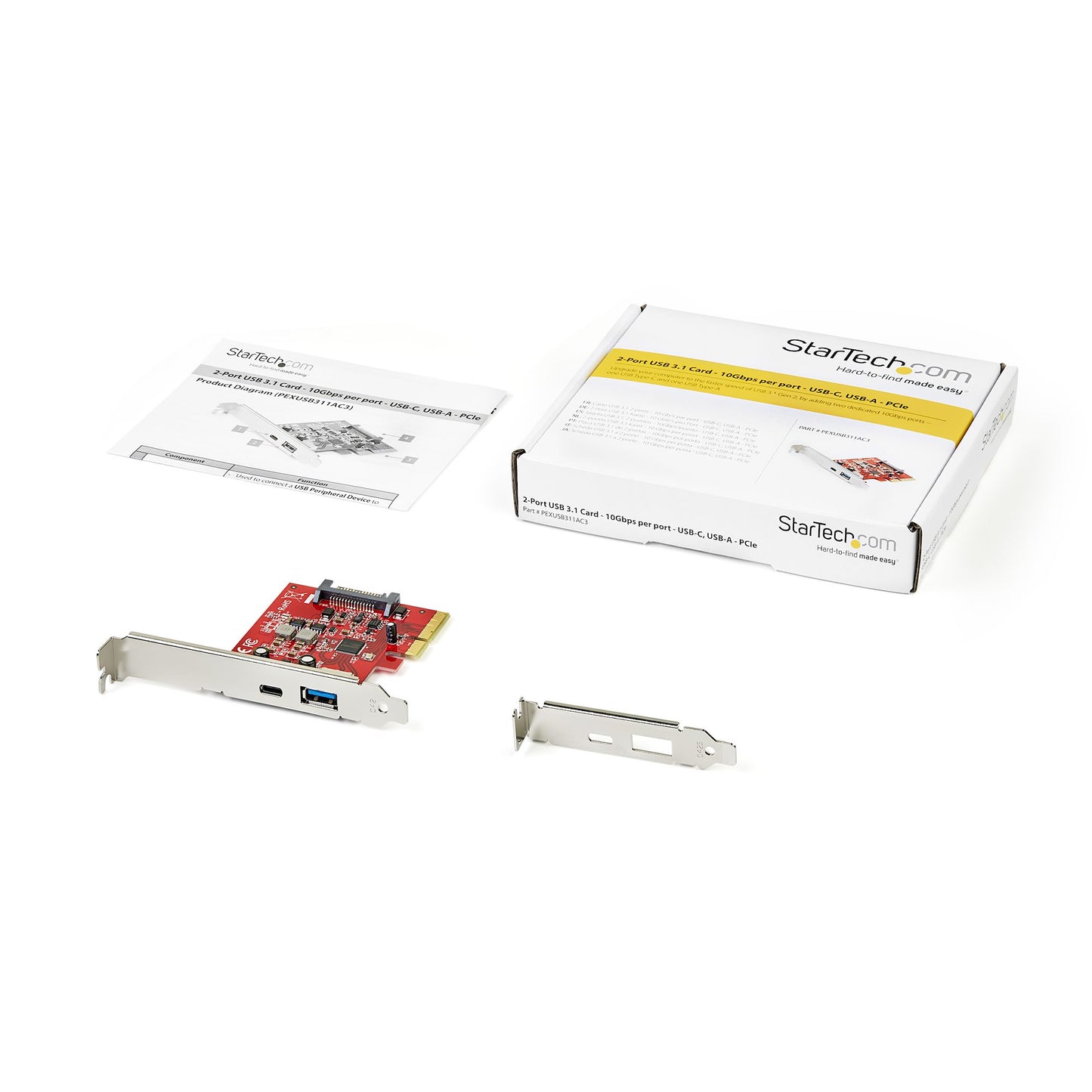 StarTech.com 2-Port 10Gbps USB-A & USB-C PCIe Card - USB 3.2 Gen 2 PCI Express Type Hub