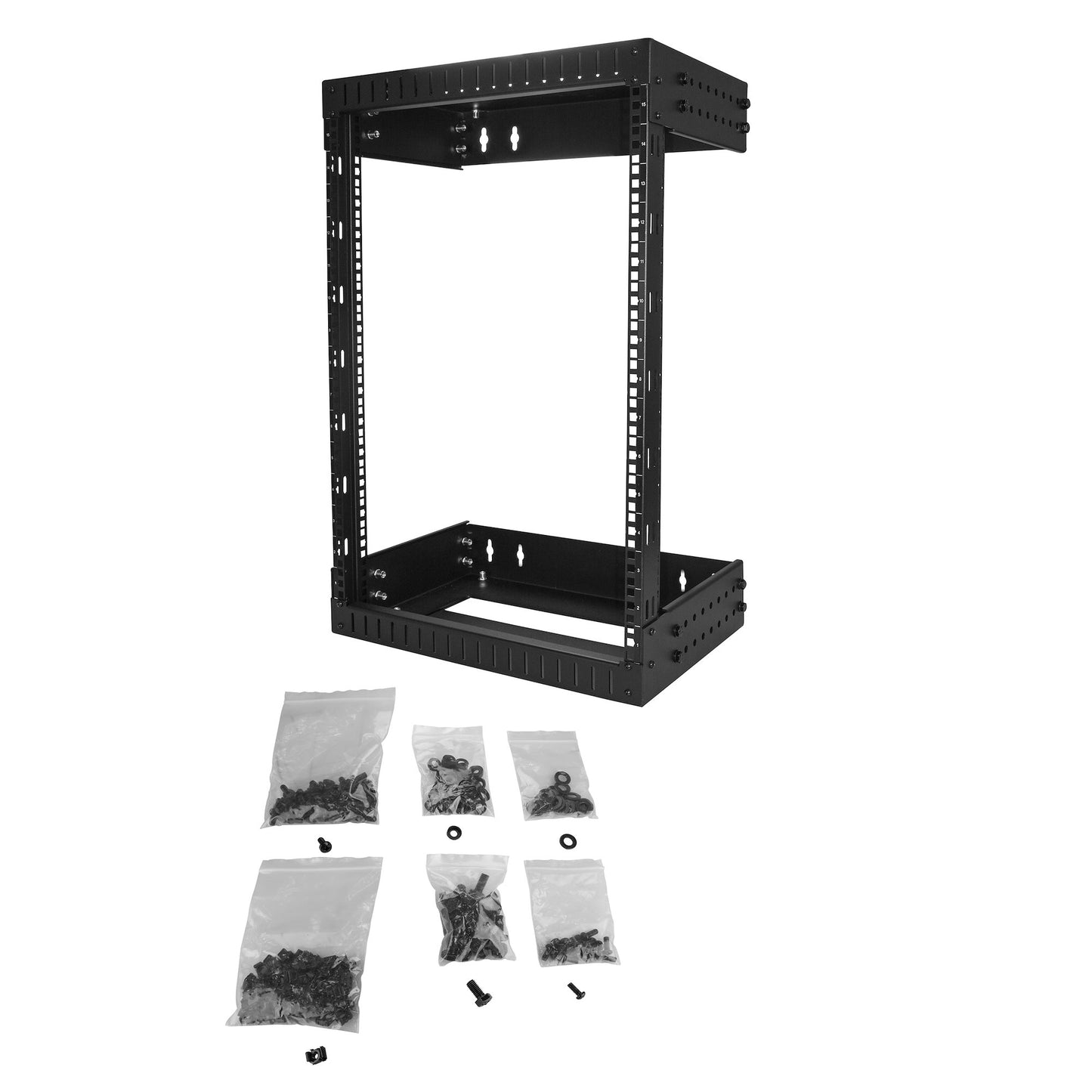 StarTech.com 2-Post 15U Heavy-Duty Wall Mount Network Rack, 19" Open Frame Server