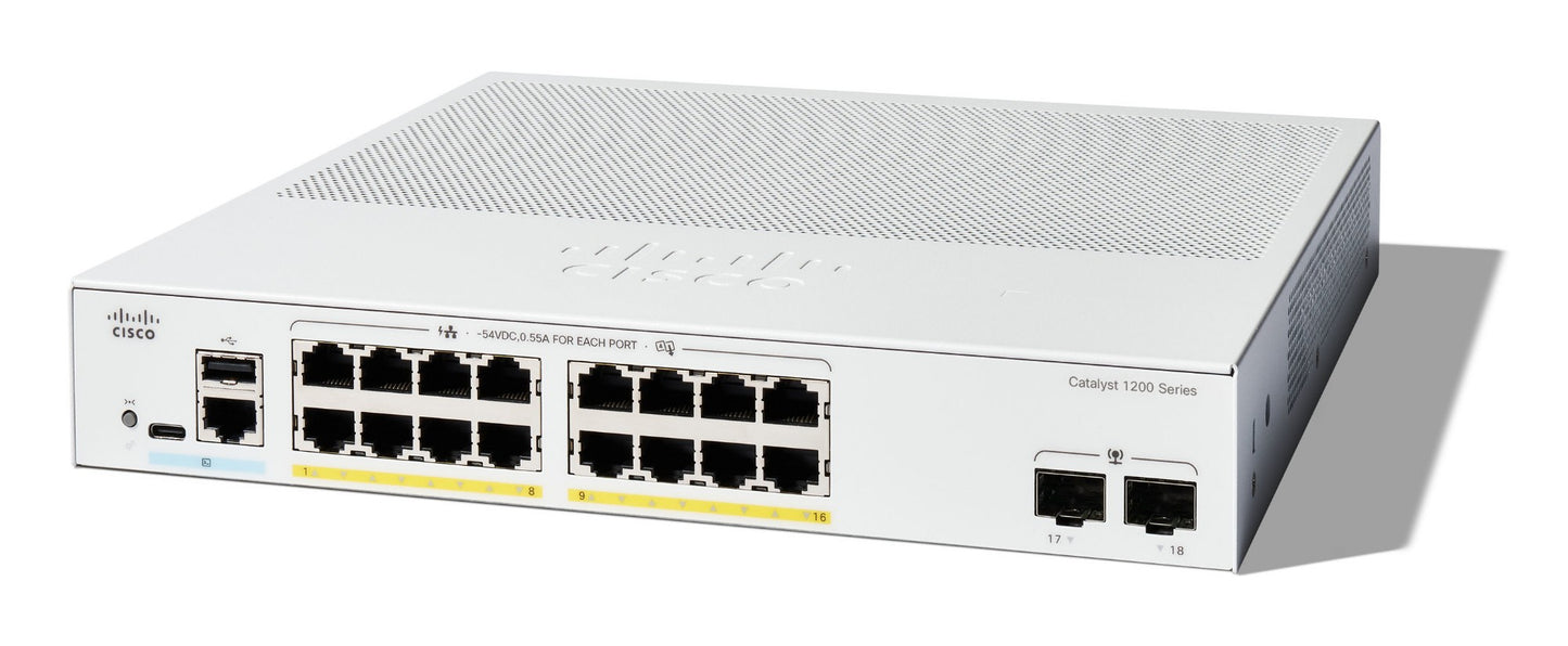 Cisco Catalyst 1200-16P-2G Smart Switch PoE