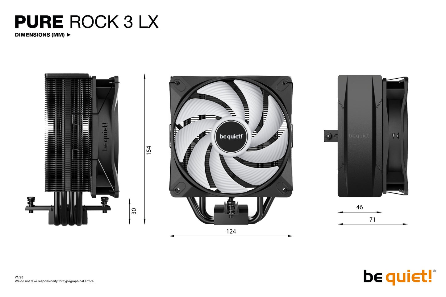 be quiet! Pure Rock 3 LX Processor Air cooler 12 cm Black 1 pc(s) Cooling