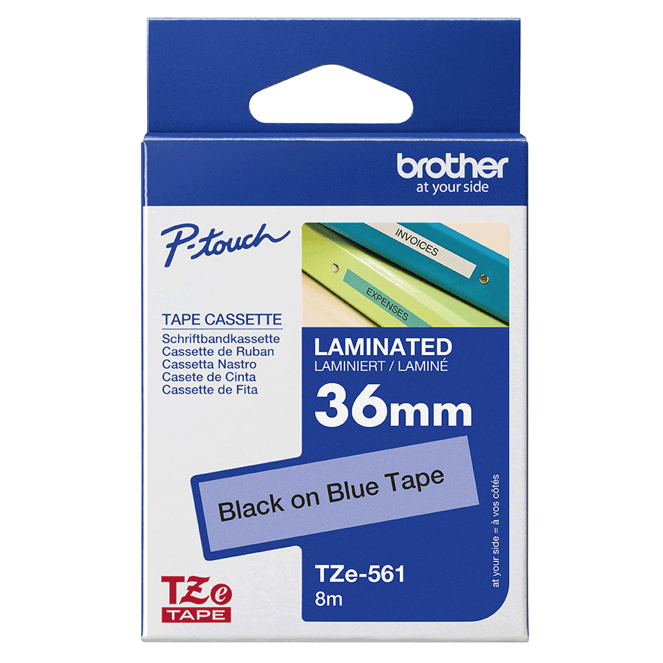 Brother TZE-561 DirectLabel black on blue Laminat 36mm x 8m for Brother P-Touch TZ Labels