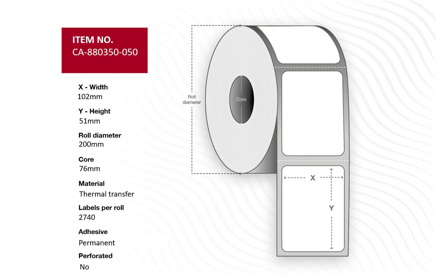 CAPTURE CA-880350-050 printer label White Labels