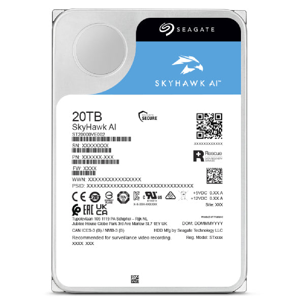 Seagate SkyHawk AI 20TB 3.5" SATA 7200 RPM Surveillance HDD