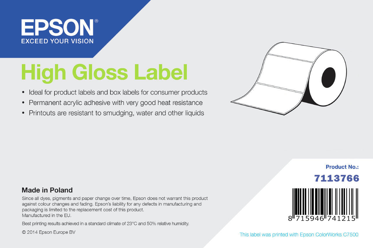Epson High Gloss Label, Continuous Roll, 102mm x 60m Labels