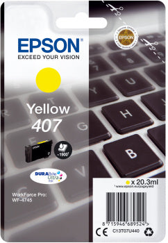 Epson C13T07U440/407 Yellow Ink Cartridge (1.9K pages, Epson WF 4745)