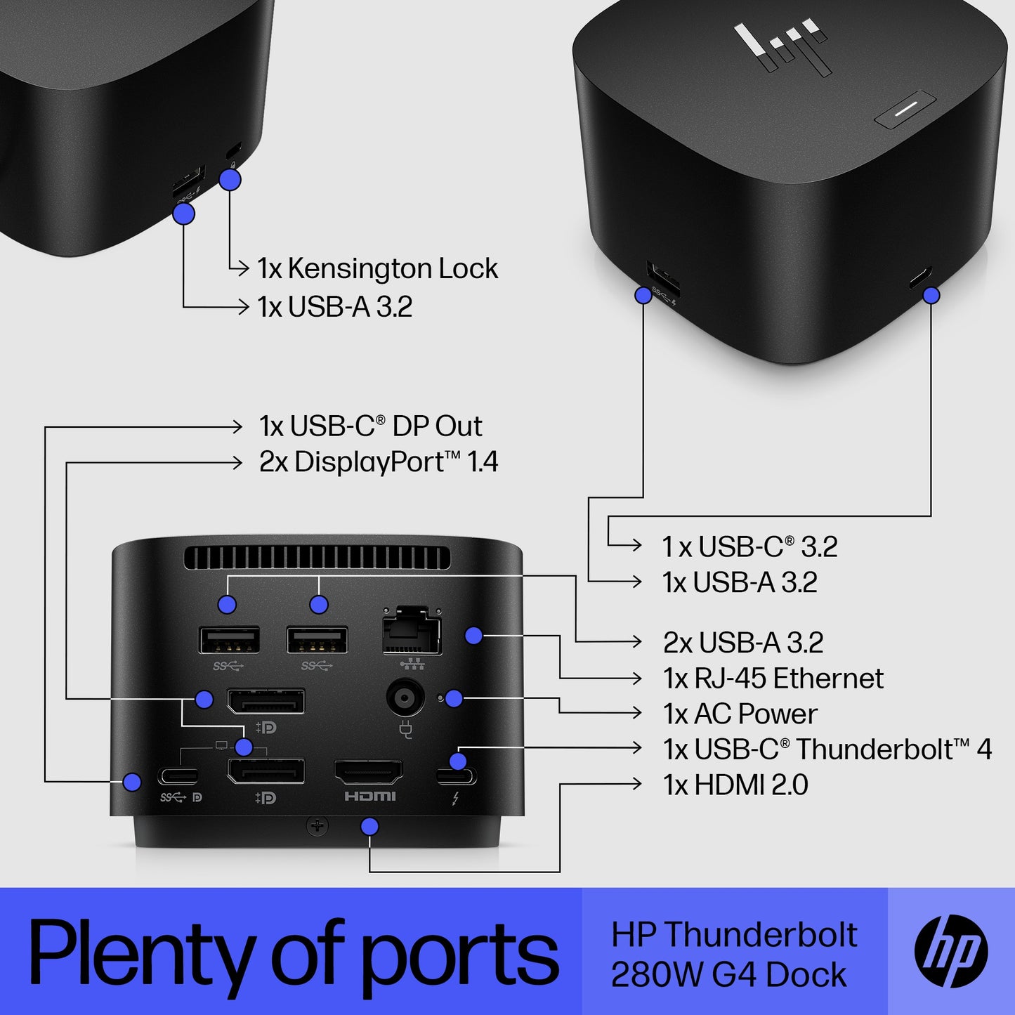 HP G4 w/Combo Cable Thunderbolt 4 Docking Station 280W