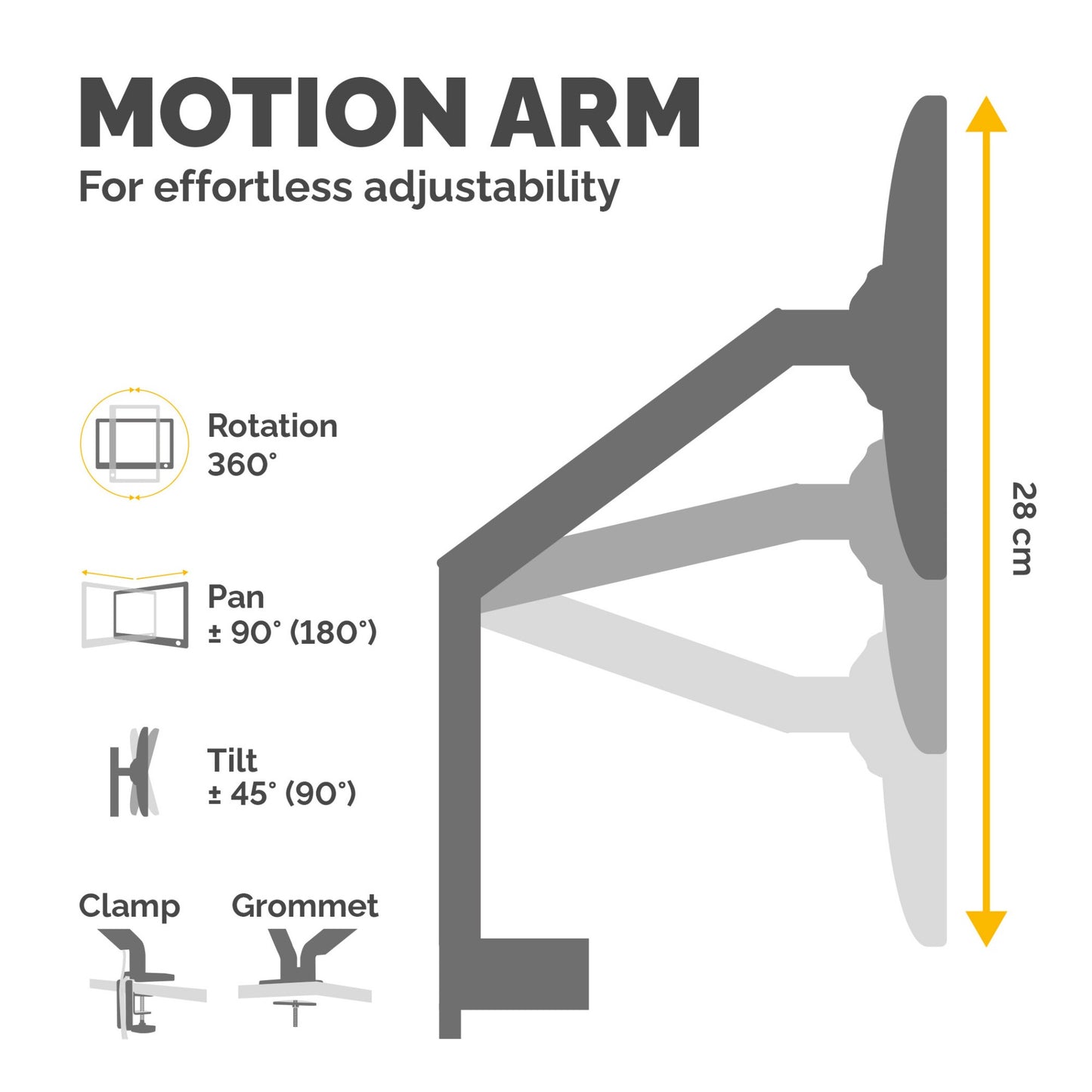 Fellowes Platinum Series Monitor Arm - Monitor Mount for 8KG 40 Inch Screens (Silver)