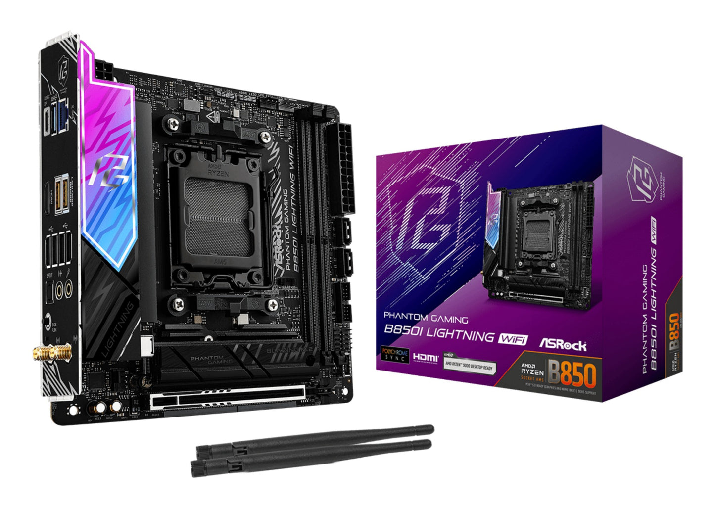 Asrock Phantom Gaming B850I Lightning WiFi AMD B850 Socket AM5 mini ITX Motherboard