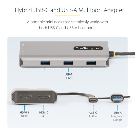 StarTech.com Multiport Adapter w/Attached USB-C Docking Station