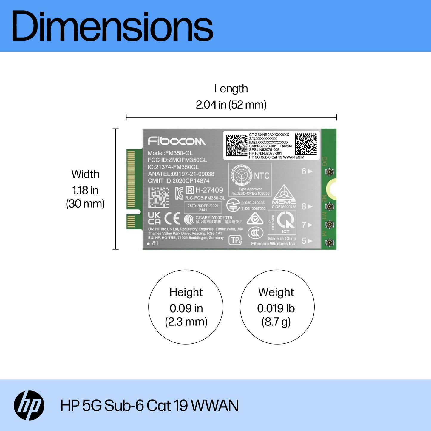 HP 5G Sub-6 Cat 19 WWAN Internal Network Adapter