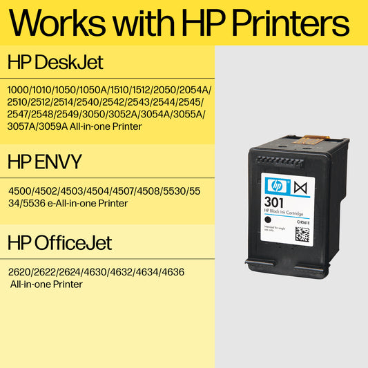 HP CH563EE/301XL Black Ink Cartridge (430 pages)