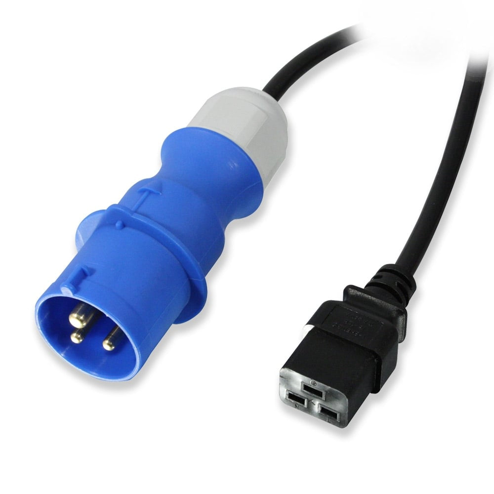 Lindy 3m IEC C19 Power Lead, 16A Commando Plug, Black Cable