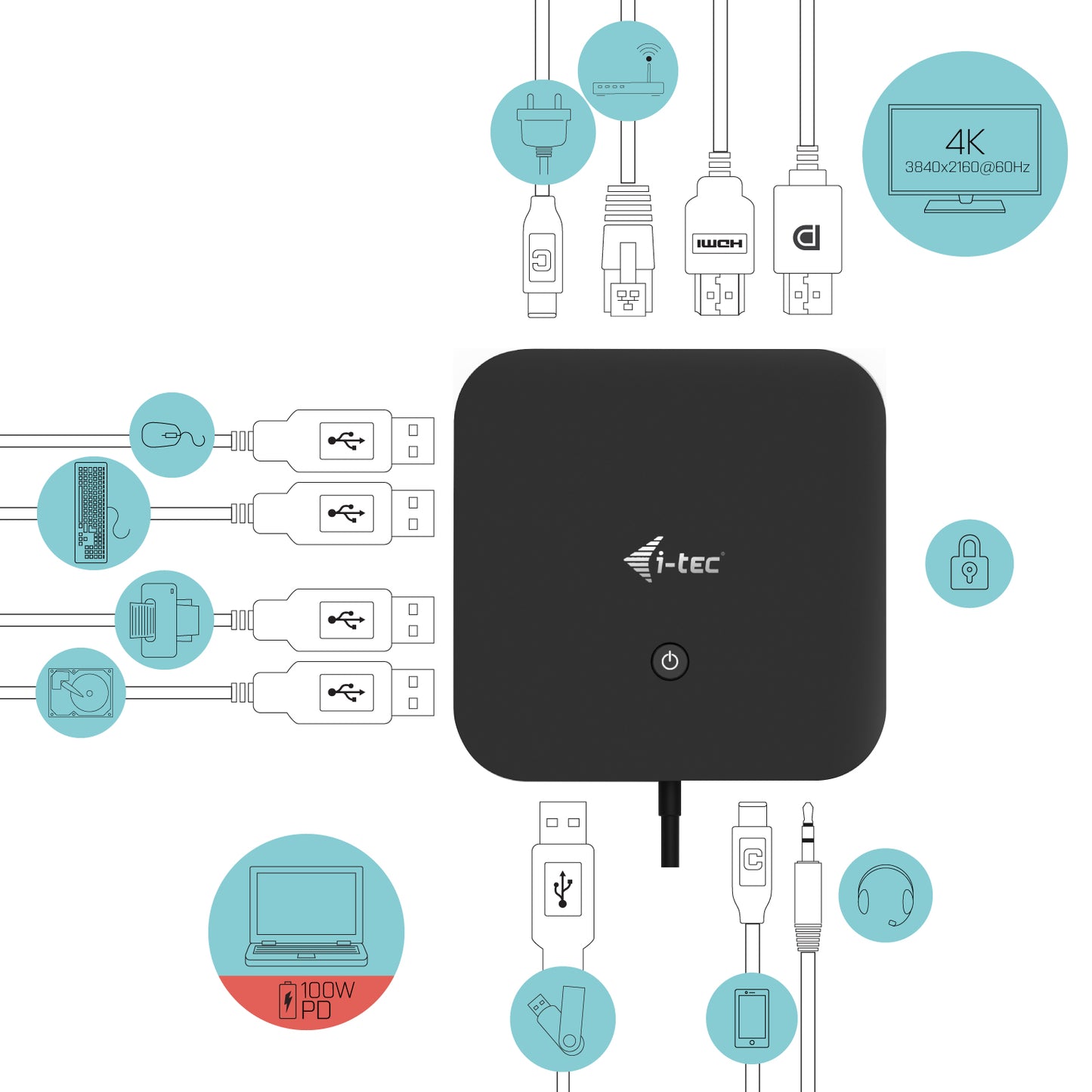 i-tec Power Delivery W USB-C Docking Station 100W (PDOCKPD)