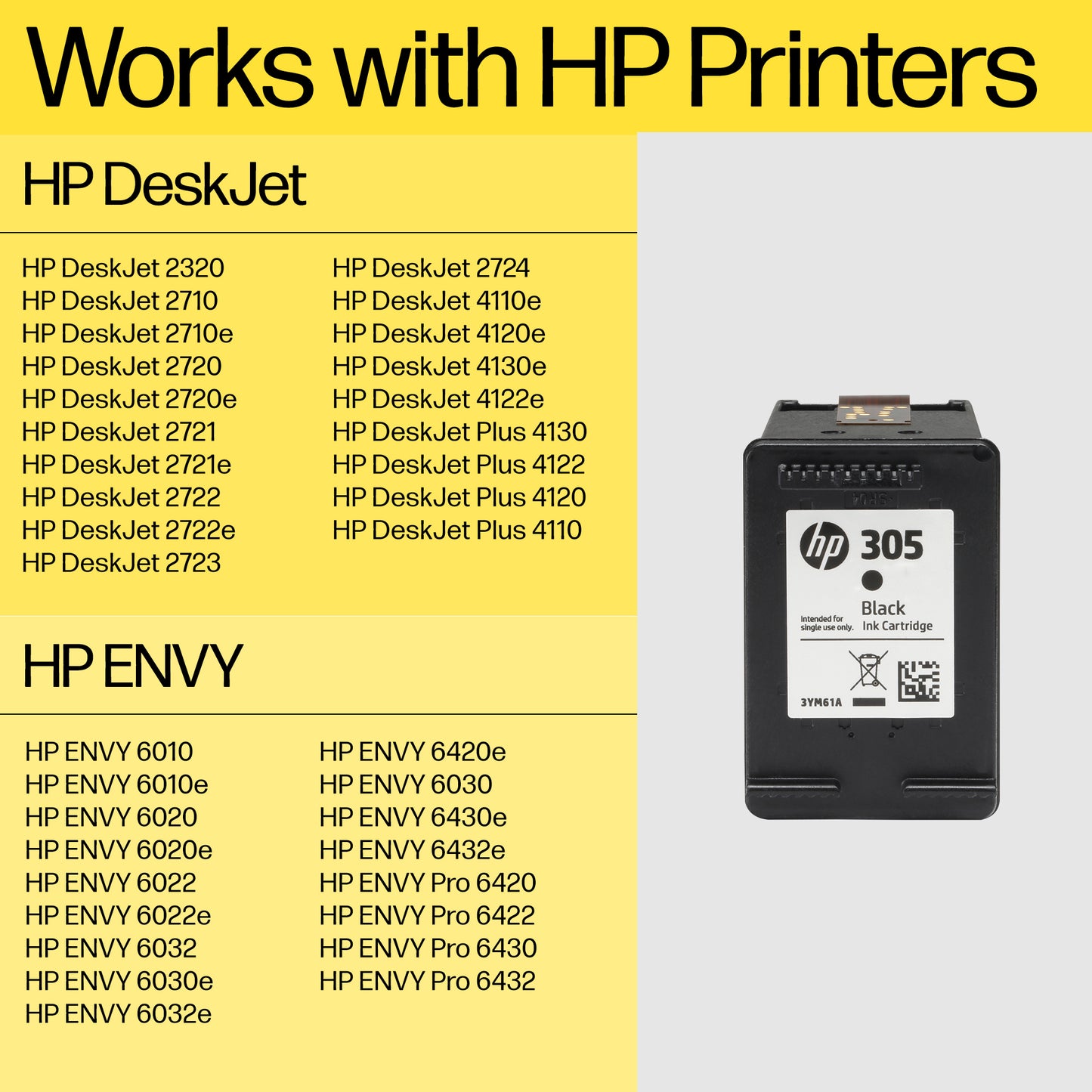 HP 3YM62AE/305XL Black Ink Cartridge (240 pages)