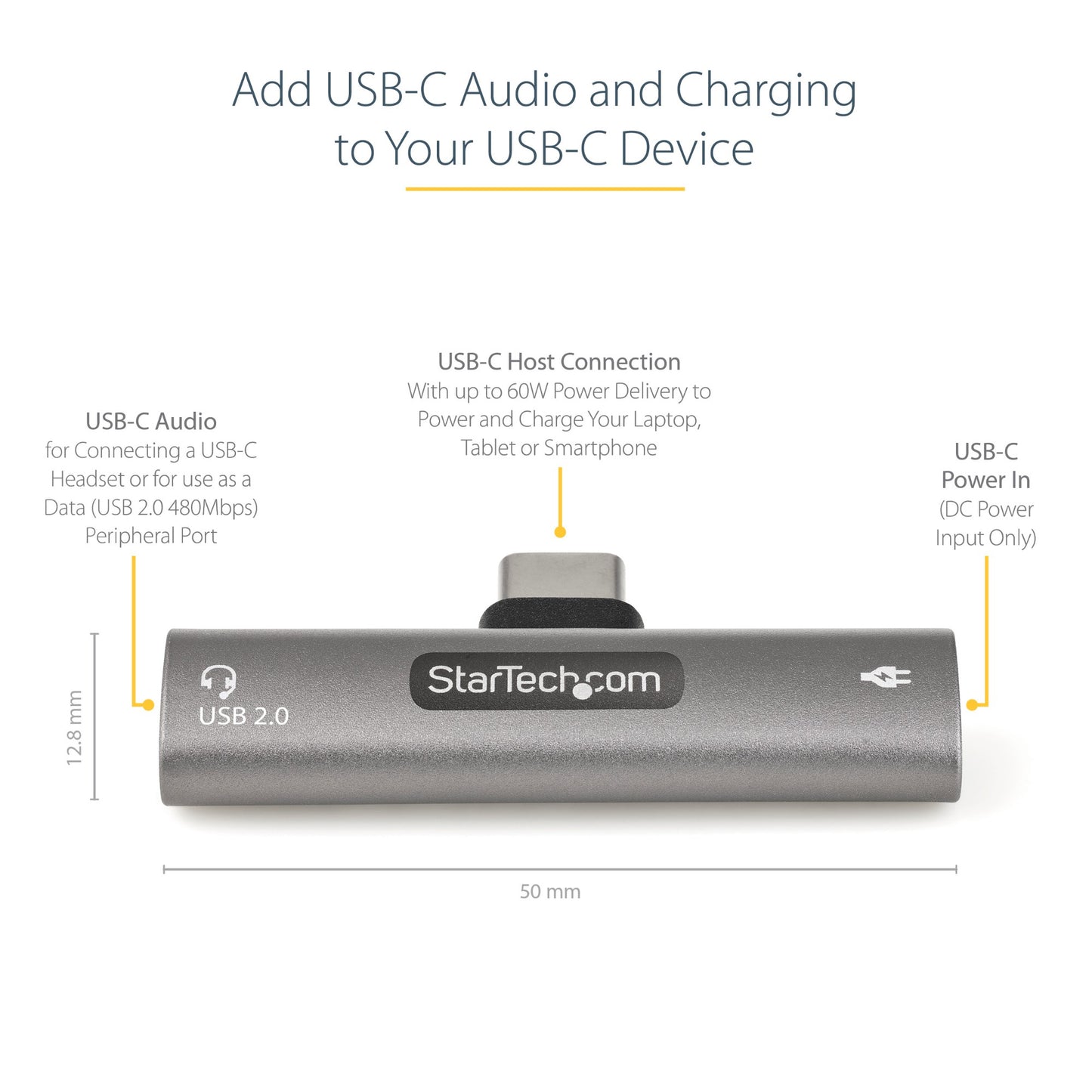 StarTech.com USB C Audio & Charge Adapter - USB-C Audio Adapter w/ USB-C Audio Hub