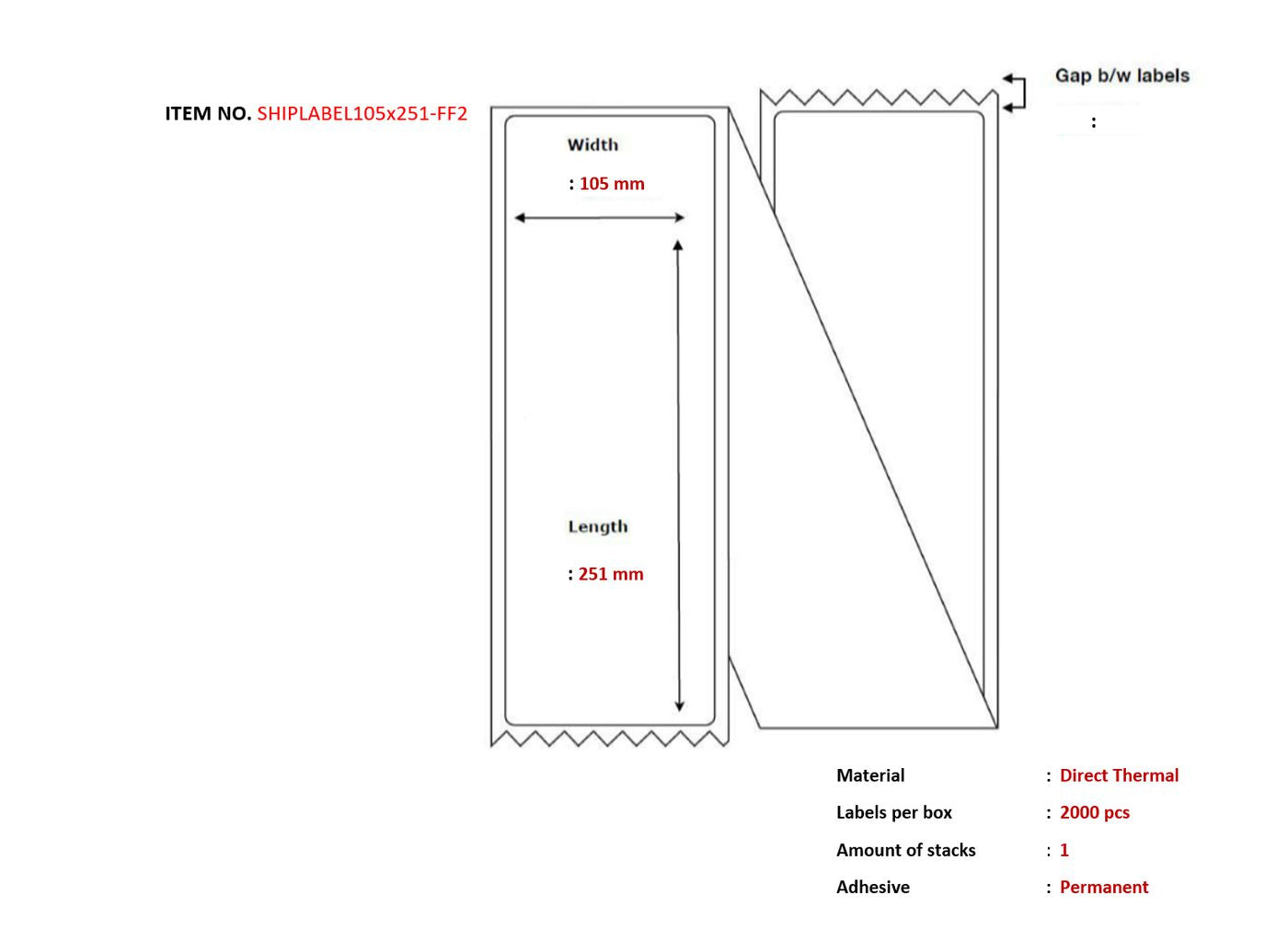 CAPTURE SHIPLABEL105X251-FF2 printer label White Labels